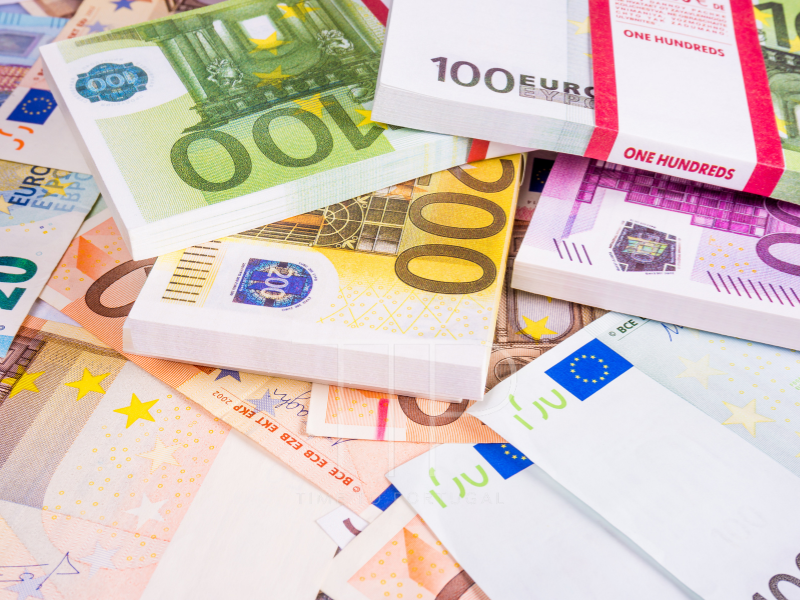 Bundles of Euro notes