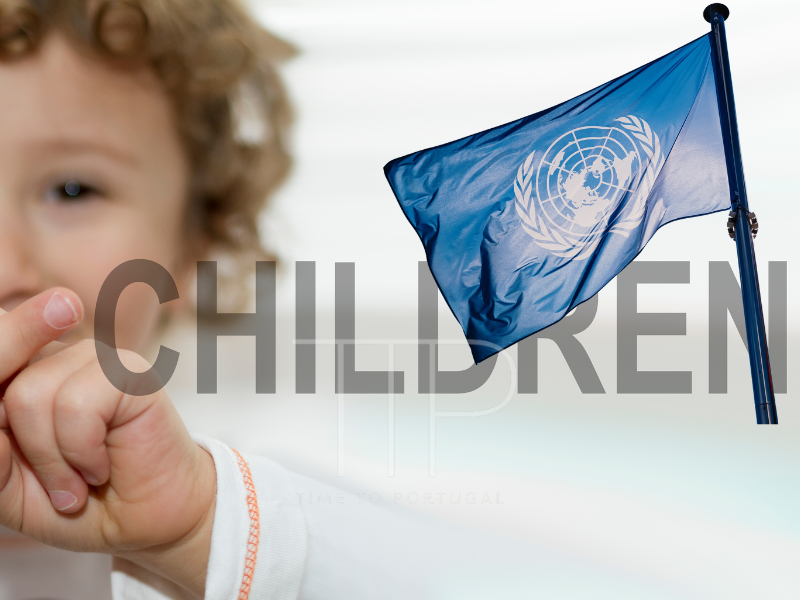 Unicef flag in blue and a child