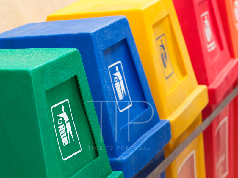 recycling containers lined up