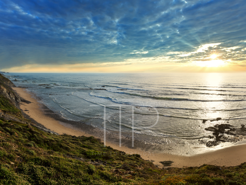 Coastline with rocks and beaches and ocean