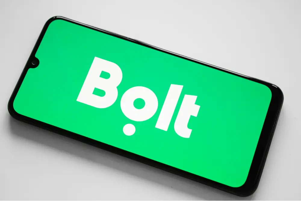 Cell phone with green background and word BOLT