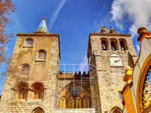 Two bell towers of an old church.