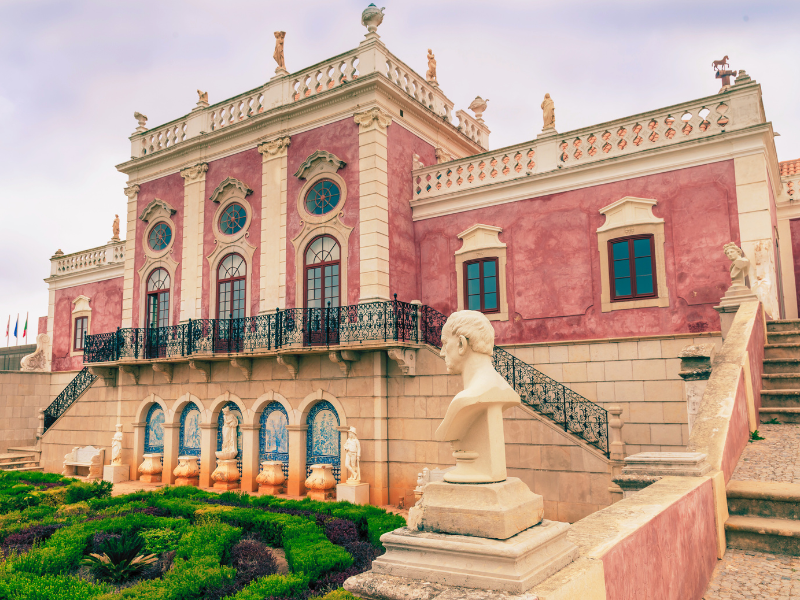 palace building with garden